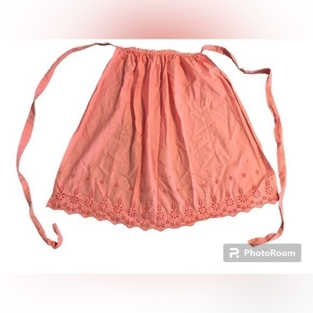 Vintage Half-Apron - Pink with Eyelet Design - Retro Mid-Century - Cottagecore